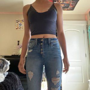 High-rise Button fly skinny Jeans